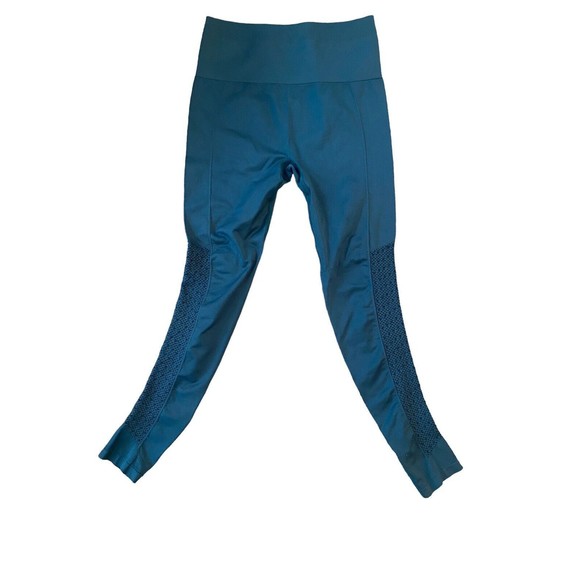 Fabletics Small Green Compression Perforated Leggings SYNC Stretch Athletic - Picture 3 of 6